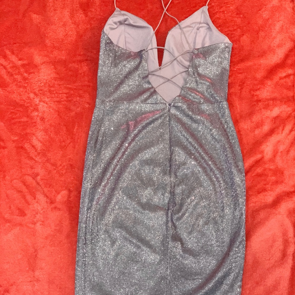 Purple Glitter sequin Bodycon midi dress